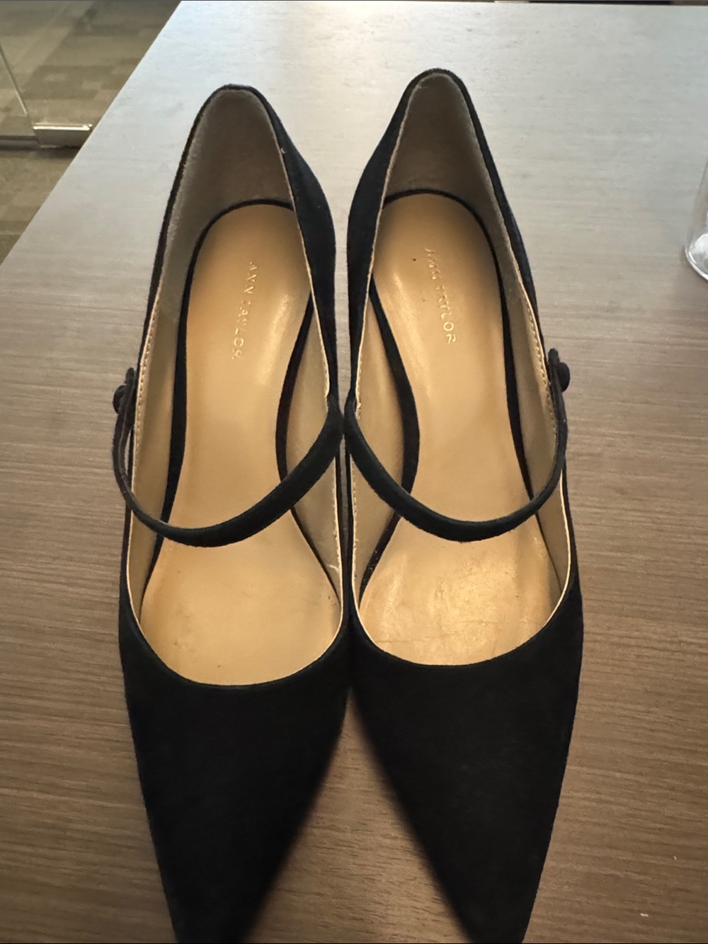 Ann Taylor black suede Mary Jane’s